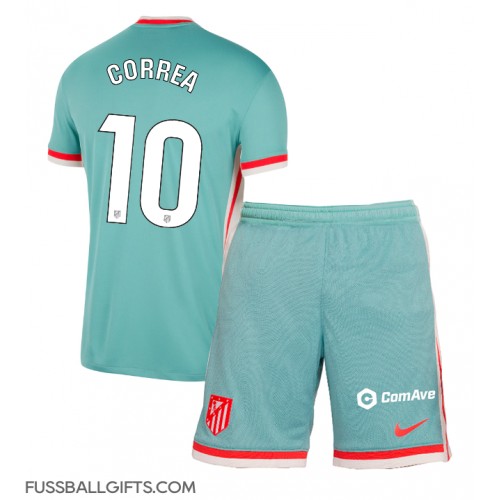 Atletico Madrid Angel Correa #10 Fußballbekleidung Auswärtstrikot Kinder 2024-25 Kurzarm (+ kurze hosen)